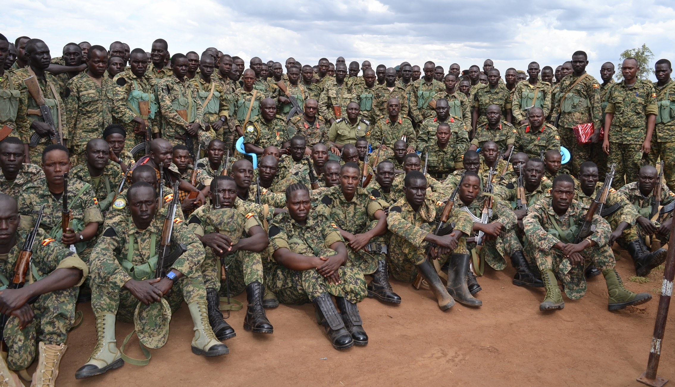 the soldiers who completed the three and half months refresher training in combat readiness and effectiveness intake 02/2023 at Kolinyang, Napak District.