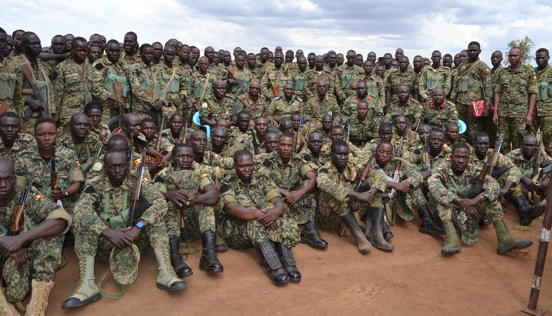 the soldiers who completed the three and half months refresher training in combat readiness and effectiveness intake 02/2023 at Kolinyang, Napak District.